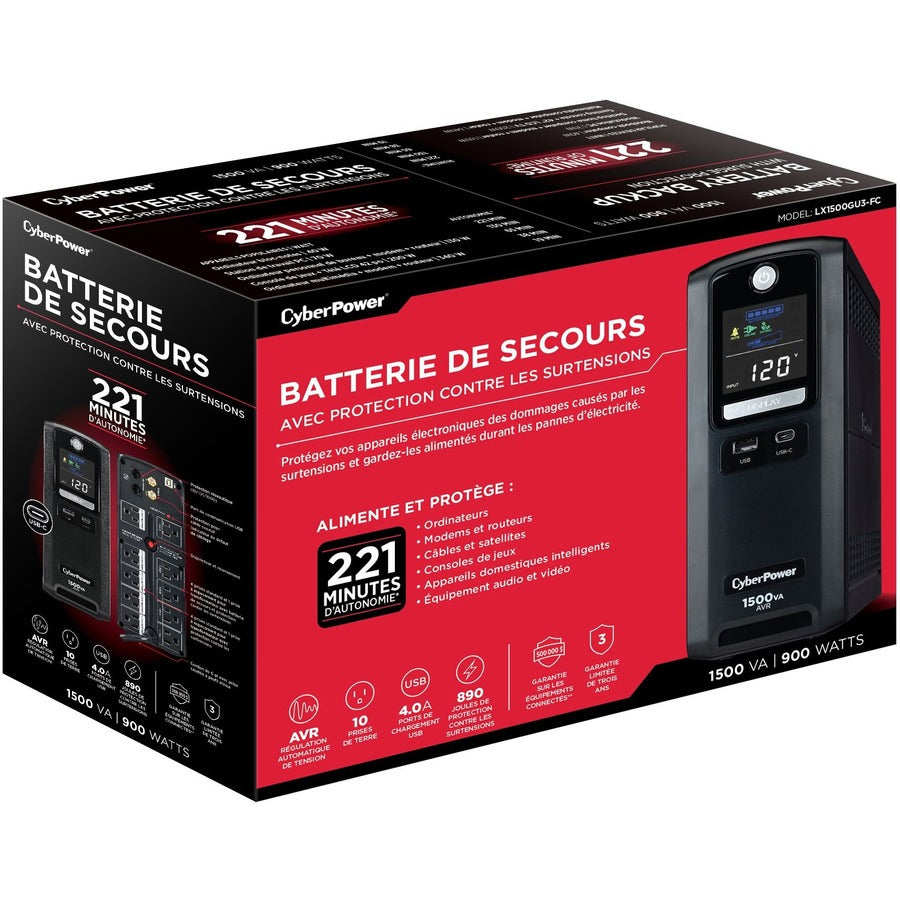 Onduleur mini-tour CyberPower Battery Backup LX1500GU3-FC 1500 VA LX1500GU3-FC