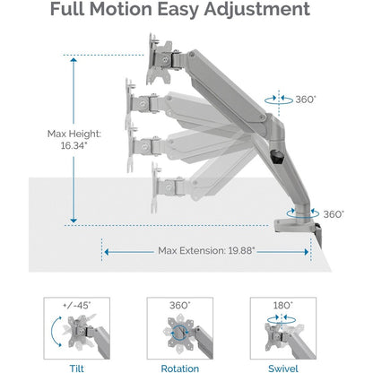 Fellowes Platinum Mounting Arm for Monitor - Silver 8056401