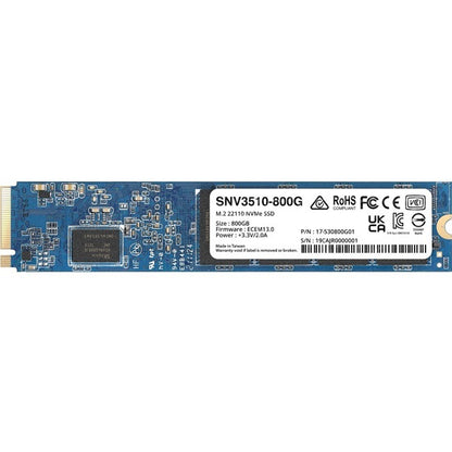 Disque SSD Synology SNV3000 SNV3510-800G 800 Go - M.2 22110 interne - PCI Express NVMe (PCI Express NVMe 3.0 x4) SNV3510-800G