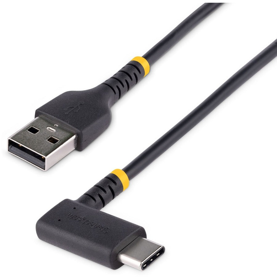 StarTech.com Câble de charge USB A vers C à angle droit de 30 cm (12 po), câble USB-C à charge rapide très résistant, fibre aramide durable et robuste, 3 A R2ACR-30C-USB-CABLE