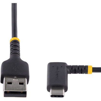 StarTech.com Câble de charge USB A vers C à angle droit de 30 cm (12 po), câble USB-C à charge rapide très résistant, fibre aramide durable et robuste, 3 A R2ACR-30C-USB-CABLE