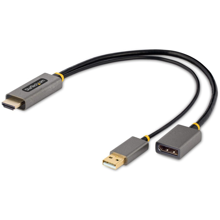Adaptateur HDMI vers DisplayPort StarTech.com de 30 cm, source HDMI 4K 60 Hz HDR vers moniteur DP, alimentation par bus USB, HDMI 2.0 vers DisplayPort 1.2 128-HDMI-DISPLAYPORT