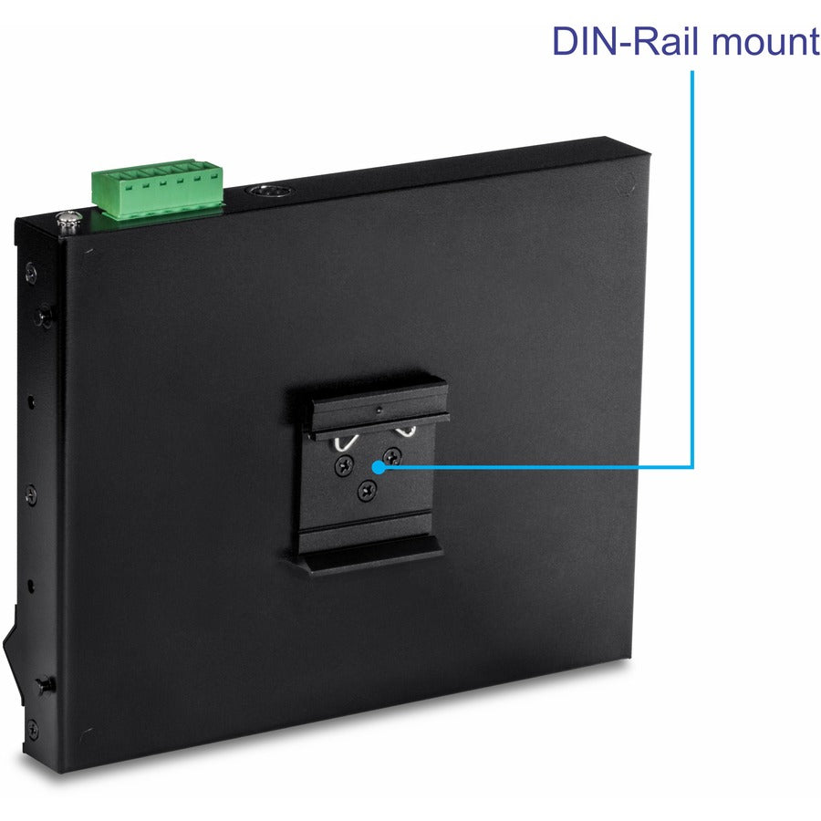 Commutateur d'accès frontal mural industriel Gigabit Poe+ à 8 ports TRENDnet ; 8 ports Gigabit Poe+ ; montage sur rail DIN ; entrée d'alimentation CC 48 ?57 V ; IP30 ; budget Poe 200 W ; protection à vie ; TI-PG80F TI-PG80F