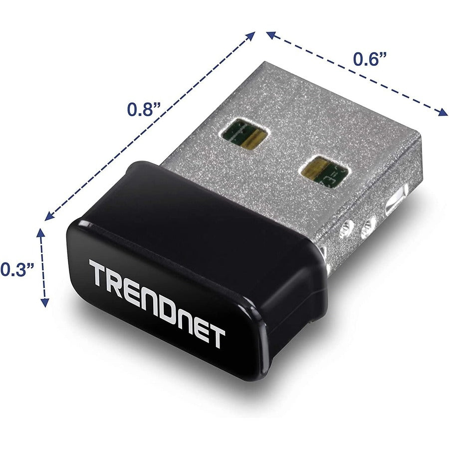 Adaptateur USB sans fil TRENDnet Micro AC1200, prise en charge double bande pour 2,4 GHz et 5 GHz, adaptateur WiFi AC1200 MU-MIMO, cryptage WPA2, configuration facile, prend en charge Windows et Mac, noir, TEW-808UBM TEW-808UBM