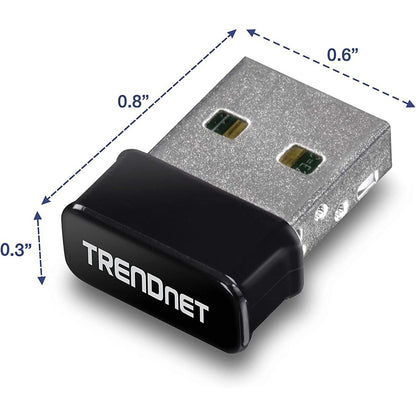 Adaptateur USB sans fil TRENDnet Micro AC1200, prise en charge double bande pour 2,4 GHz et 5 GHz, adaptateur WiFi AC1200 MU-MIMO, cryptage WPA2, configuration facile, prend en charge Windows et Mac, noir, TEW-808UBM TEW-808UBM