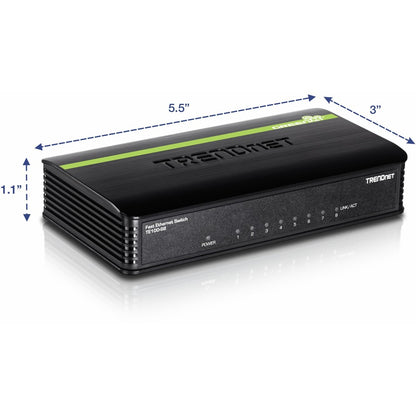 TRENDnet Commutateur de bureau Ethernet GREENnet 10/100 Mbps non géré à 8 ports ; TE100-S8 ; 8 ports Ethernet 10/100 Mbps ; capacité de commutation de 1,6 Gbps ; boîtier en plastique ; commutateur Ethernet réseau ; Plug &amp; Play TE100-S8