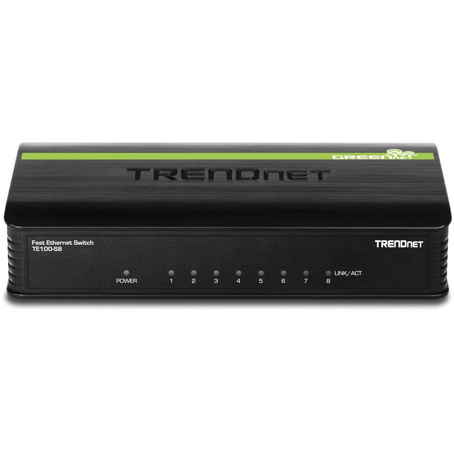 TRENDnet Commutateur de bureau Ethernet GREENnet 10/100 Mbps non géré à 8 ports ; TE100-S8 ; 8 ports Ethernet 10/100 Mbps ; capacité de commutation de 1,6 Gbps ; boîtier en plastique ; commutateur Ethernet réseau ; Plug &amp; Play TE100-S8