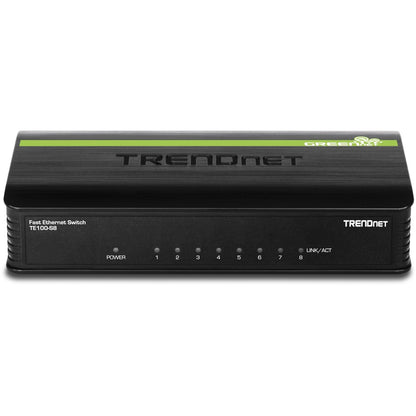 TRENDnet Commutateur de bureau Ethernet GREENnet 10/100 Mbps non géré à 8 ports ; TE100-S8 ; 8 ports Ethernet 10/100 Mbps ; capacité de commutation de 1,6 Gbps ; boîtier en plastique ; commutateur Ethernet réseau ; Plug &amp; Play TE100-S8