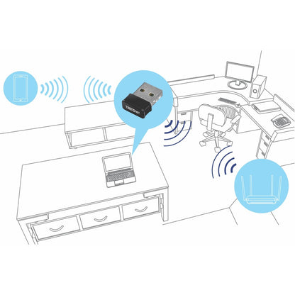 Adaptateur USB sans fil et Bluetooth 4.0 TRENDnet Micro N150, classe 1, N150, jusqu'à 150 Mbps WiFi N, TBW-108UB TBW-108UB