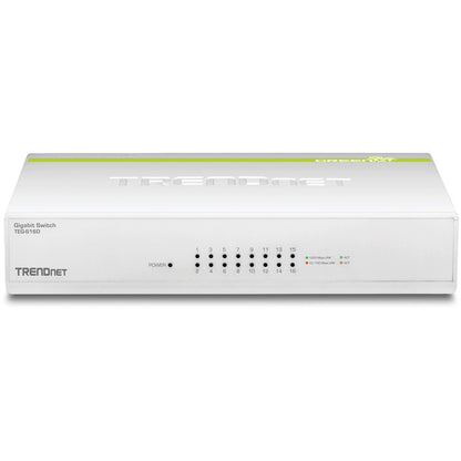 TRENDnet 16-Port Gigabit GREENnet Switch, Polycarbonate, QoS Prioritization, 32 Gbps Switching Fabric, Fanless, Plug and Play, Network Ethernet Switch, Jumbo Frame Support, White, TEG-S16D TEG-S16D