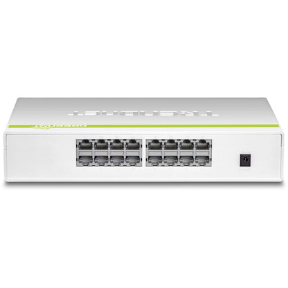 TRENDnet 16-Port Gigabit GREENnet Switch, Polycarbonate, QoS Prioritization, 32 Gbps Switching Fabric, Fanless, Plug and Play, Network Ethernet Switch, Jumbo Frame Support, White, TEG-S16D TEG-S16D