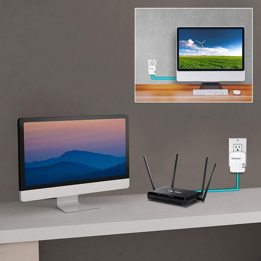 Kit adaptateur Powerline 1300 AV2 TRENDnet, comprend 2 adaptateurs Ethernet Powerline TPL-422E, IEEE 1905.1 et IEEE 1901, port Gigabit, portée jusqu'à 300 m (984 pi), installation simple, blanc, TPL-422E2K TPL-422E2K