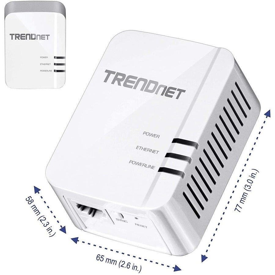 Kit adaptateur Powerline 1300 AV2 TRENDnet, comprend 2 adaptateurs Ethernet Powerline TPL-422E, IEEE 1905.1 et IEEE 1901, port Gigabit, portée jusqu'à 300 m (984 pi), installation simple, blanc, TPL-422E2K TPL-422E2K