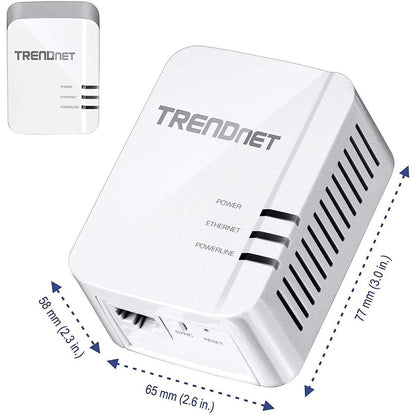 Kit adaptateur Powerline 1300 AV2 TRENDnet, comprend 2 adaptateurs Ethernet Powerline TPL-422E, IEEE 1905.1 et IEEE 1901, port Gigabit, portée jusqu'à 300 m (984 pi), installation simple, blanc, TPL-422E2K TPL-422E2K