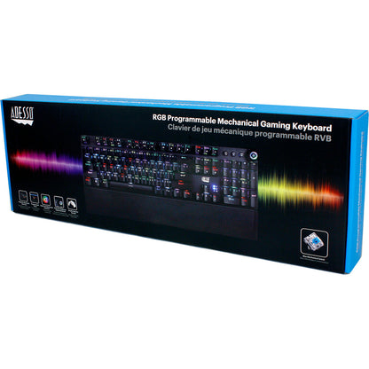 Clavier de jeu mécanique programmable Adesso RGB avec repose-poignet magnétique amovible AKB-650EB