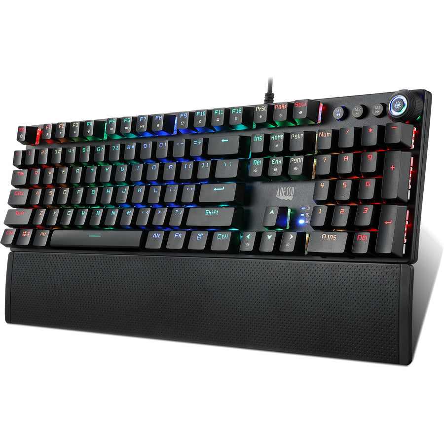 Clavier de jeu mécanique programmable Adesso RGB avec repose-poignet magnétique amovible AKB-650EB