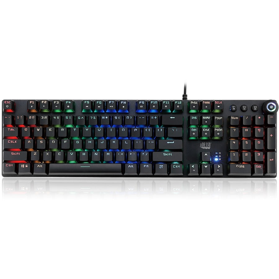 Clavier de jeu mécanique programmable Adesso RGB avec repose-poignet magnétique amovible AKB-650EB