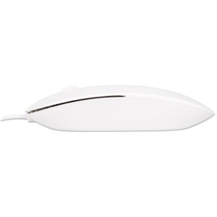 Manhattan Silhouette Sculpted USB Wired Mouse, White, 1000dpi, USB-A, Optical, Lightweight, Flat, Three Button with Scroll Wheel, Three Year Warranty, Blister 177627