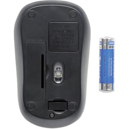 Manhattan Success Wireless Mouse, Black/Blue, 1000dpi, 2.4Ghz (up to 10m), USB, Optical, Three Button with Scroll Wheel, USB micro receiver, AA battery (included), Low friction base, Three Year Warranty, Blister 179416