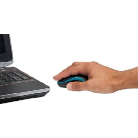 Manhattan Success Wireless Mouse, Black/Blue, 1000dpi, 2.4Ghz (up to 10m), USB, Optical, Three Button with Scroll Wheel, USB micro receiver, AA battery (included), Low friction base, Three Year Warranty, Blister 179416