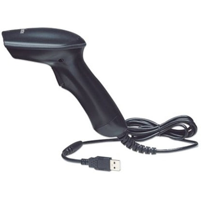 Lecteur de codes-barres portatif CCD longue portée Manhattan, USB, profondeur de numérisation de 500 mm, câble de 1,5 m, lumière ambiante maximale de 30 000 lux (lumière du soleil), noir, garantie de trois ans, boîte 460835