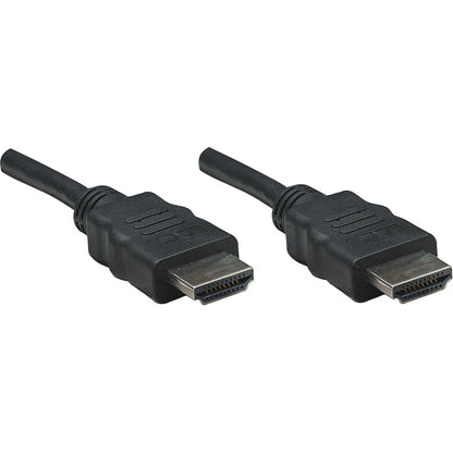 Câble HDMI Manhattan, 1080p@60Hz (haut débit), 7,5 m, mâle vers mâle, noir, entièrement blindé, contacts plaqués or, garantie à vie, sac en polyéthylène 308441