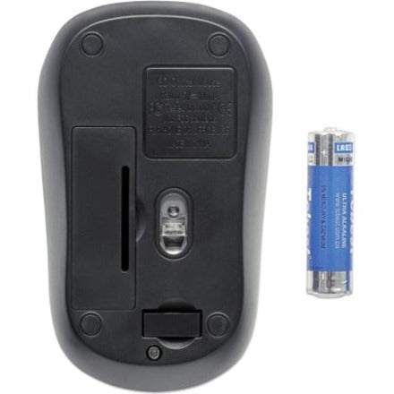 Manhattan Success Wireless Mouse, Black/Green, 1000dpi, 2.4Ghz (up to 10m), USB, Optical, Three Button with Scroll Wheel, USB micro receiver, AA battery (included), Low friction base, Three Year Warranty, Blister 179393