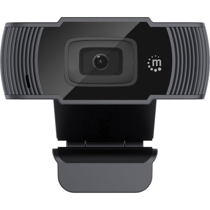 Webcam USB Manhattan, deux mégapixels, 1080p Full HD, USB-A, microphone intégré, base à clip réglable, 30 images par seconde, noir, garantie de trois ans, boîte 462006