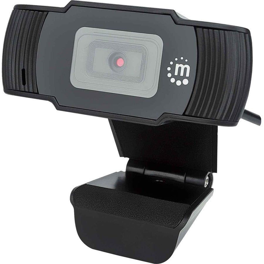 Webcam USB Manhattan, deux mégapixels, 1080p Full HD, USB-A, microphone intégré, base à clip réglable, 30 images par seconde, noir, garantie de trois ans, boîte 462006