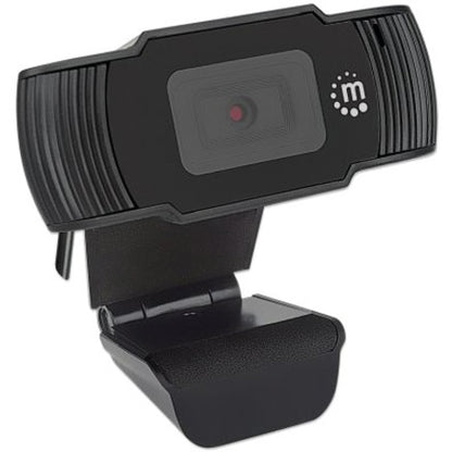 Webcam USB Manhattan, deux mégapixels, 1080p Full HD, USB-A, microphone intégré, base à clip réglable, 30 images par seconde, noir, garantie de trois ans, boîte 462006