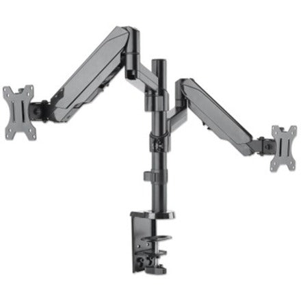 Support TV et moniteur Manhattan, bureau, mouvement complet (ressort à gaz), 2 écrans, tailles d'écran : 10-27", noir, assemblage par pince ou œillet, double écran, VESA 75x75 à 100x100 mm, max. 8 kg (chacun), garantie à vie 461597