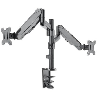 Support TV et moniteur Manhattan, bureau, mouvement complet (ressort à gaz), 2 écrans, tailles d'écran : 10-27", noir, assemblage par pince ou œillet, double écran, VESA 75x75 à 100x100 mm, max. 8 kg (chacun), garantie à vie 461597