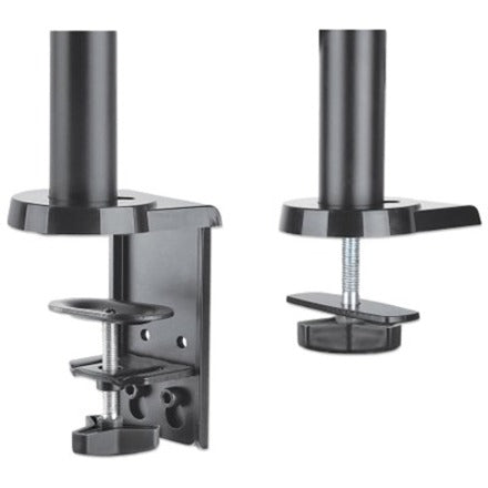 Support TV et moniteur Manhattan, bureau, mouvement complet (ressort à gaz), 2 écrans, tailles d'écran : 10-27", noir, assemblage par pince ou œillet, double écran, VESA 75x75 à 100x100 mm, max. 8 kg (chacun), garantie à vie 461597