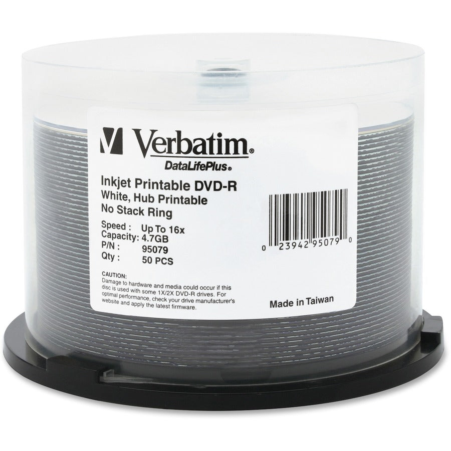 Support DVD enregistrable Verbatim DataLifePlus 95079 - DVD-R - 16x - 4,70 Go - Paquet de 50 Spindle 95079
