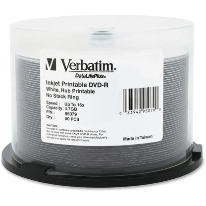 Support DVD enregistrable Verbatim DataLifePlus 95079 - DVD-R - 16x - 4,70 Go - Paquet de 50 Spindle 95079