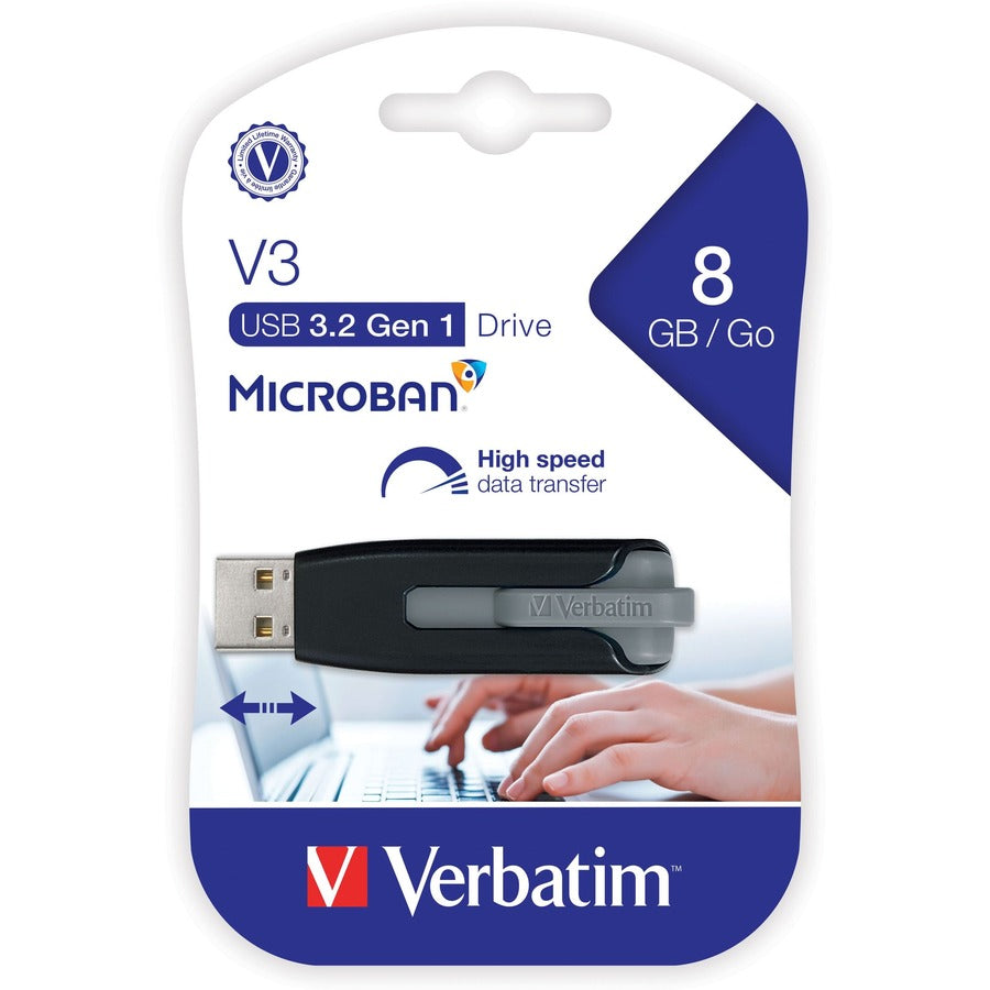 Clé USB 3.0 Store 'n' Go V3 de Verbatim 8 Go - Gris 49171