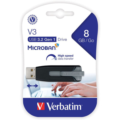 Clé USB 3.0 Store 'n' Go V3 de Verbatim 8 Go - Gris 49171
