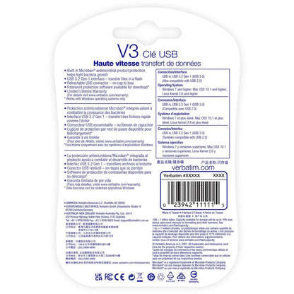 Clé USB 3.0 Store 'n' Go V3 de Verbatim 8 Go - Gris 49171