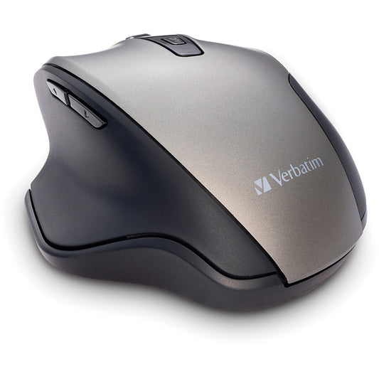 Souris sans fil ergonomique silencieuse à LED bleue Verbatim - Graphite 70242