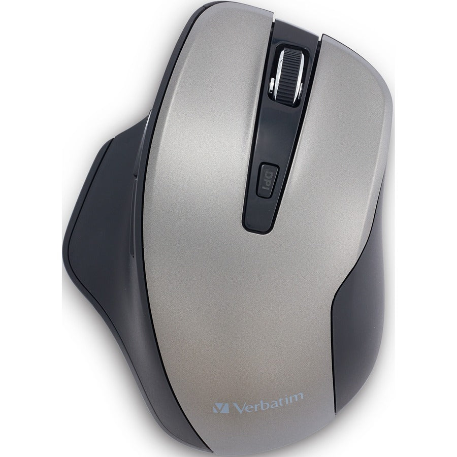 Souris sans fil ergonomique silencieuse à LED bleue Verbatim - Graphite 70242
