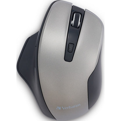 Souris sans fil ergonomique silencieuse à LED bleue Verbatim - Graphite 70242
