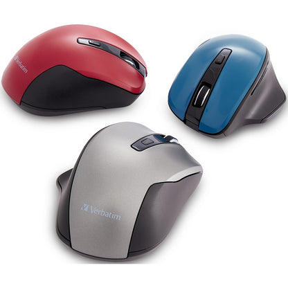 Souris sans fil ergonomique silencieuse à LED bleue Verbatim - Graphite 70242