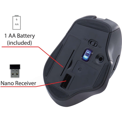 Souris sans fil ergonomique silencieuse à LED bleue Verbatim - Graphite 70242