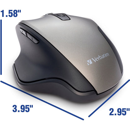Souris sans fil ergonomique silencieuse à LED bleue Verbatim - Graphite 70242