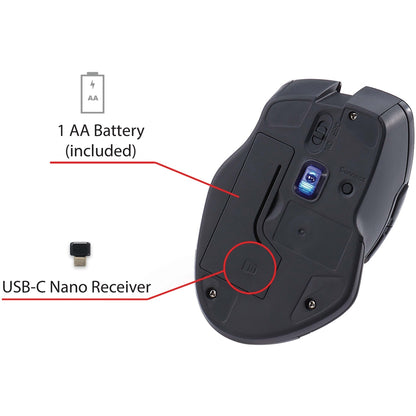 Souris sans fil Verbatim USB-C™ à LED bleue - Graphite 70245