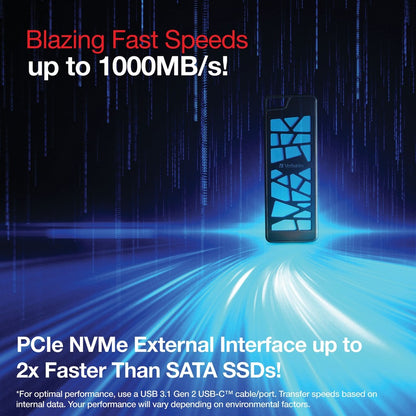Disque SSD externe PCIe NVMe pour jeux vidéo Verbatim VGX1000 1 To 70885