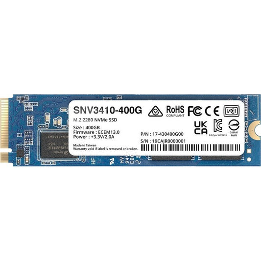 Disque SSD Synology SNV3000 SNV3410-400G 400 Go - M.2 2280 interne - PCI Express NVMe (PCI Express NVMe 3.0 x4) SNV3410-400G