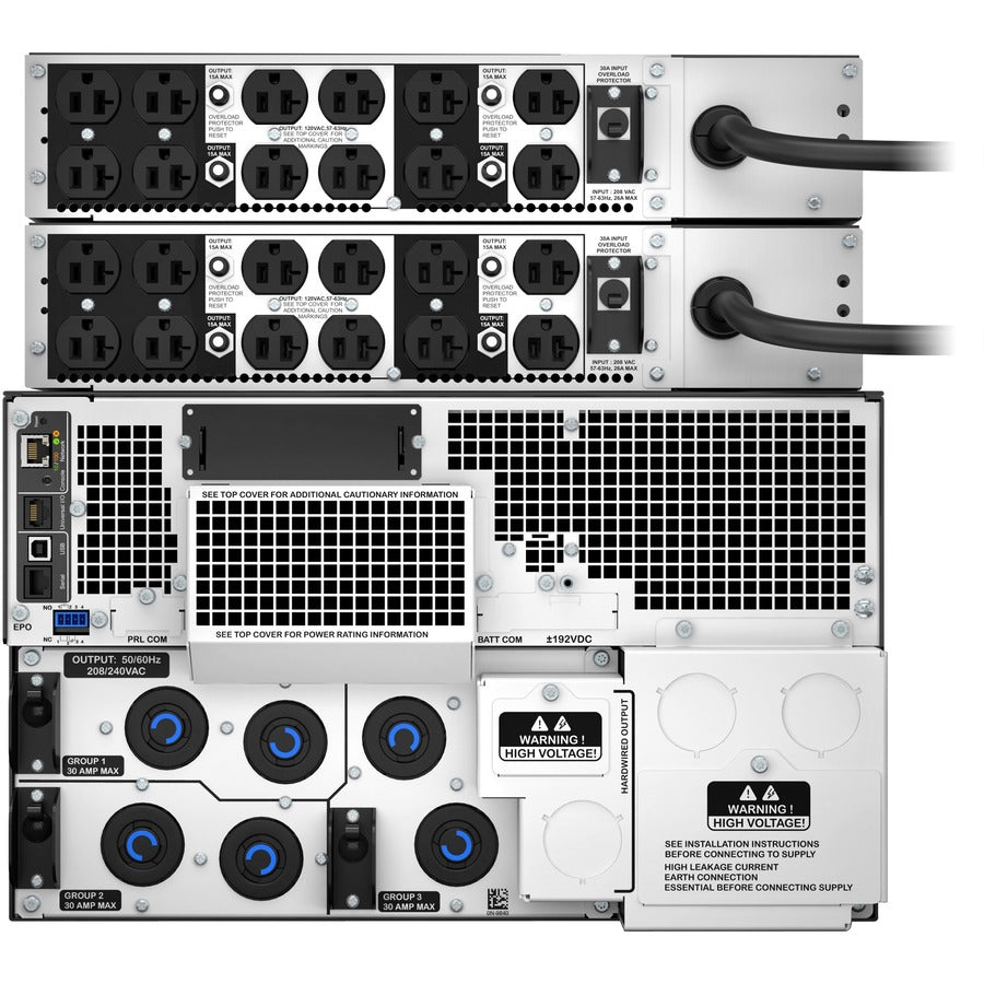 APC by Schneider Electric Smart-UPS SRT 10kVA RM avec deux transformateurs abaisseurs 2U 5kVA de 208 V à 120 V SRT10KRMXLT-5KTF2