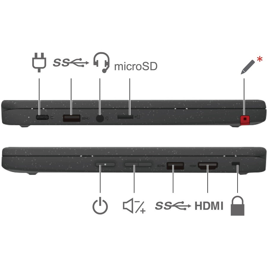 Lenovo 300e Chromebook Gen 3 82J9000LUS LTE, UMTS Chromebook à écran tactile 11,6" - HD - 1366 x 768 - AMD 3015Ce Dual-core (2 cœurs) 1,20 GHz - 4 Go de RAM totale - 32 Go de mémoire flash - Gris 82J9000LUS
