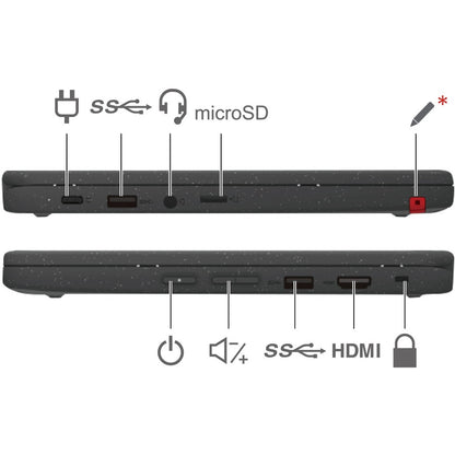 Lenovo 300e Chromebook Gen 3 82J9000LUS LTE, UMTS Chromebook à écran tactile 11,6" - HD - 1366 x 768 - AMD 3015Ce Dual-core (2 cœurs) 1,20 GHz - 4 Go de RAM totale - 32 Go de mémoire flash - Gris 82J9000LUS